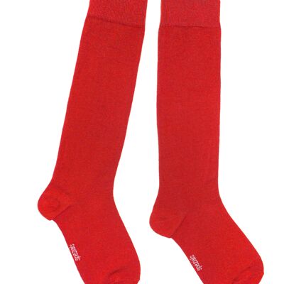Calcetines hasta la rodilla para Mujer >>Rojos<< algodón suave