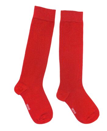 Chaussettes hautes pour femmes >>Rouge<< coton doux 1