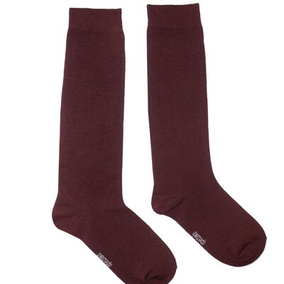 Chaussettes hautes pour femmes >>Amarante<< coton doux