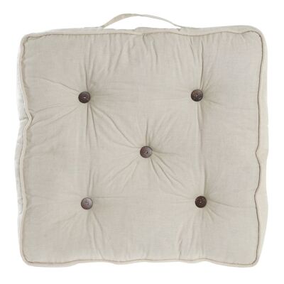 COUSSIN DE SOL LIN COTON 40X40X8 800 GR, MANCHE BEIGE TX200109