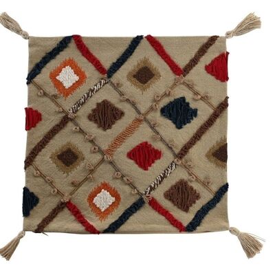COTTON CUSHION COVER 50X1X50 MULTICOLORED FRINGES TX201775