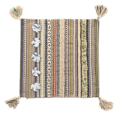 COTTON CUSHION COVER 50X1X50 MULTICOLORED FRINGES TX201783