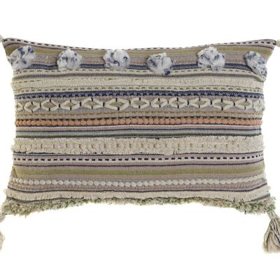 COTTON CUSHION COVER 60X1X40 MULTICOLORED FRINGES TX201784