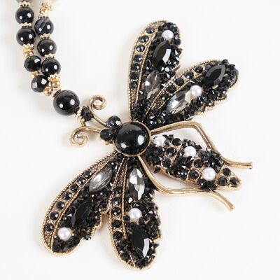 Collier chaîne de perles avec pendentif abeille