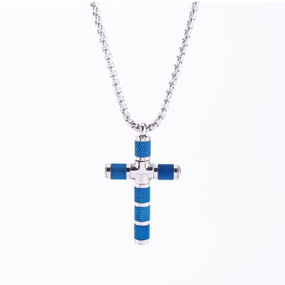 Collana da uomo con croce blu