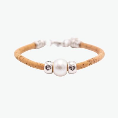 Bracelet Femme en Liège - White Pearl