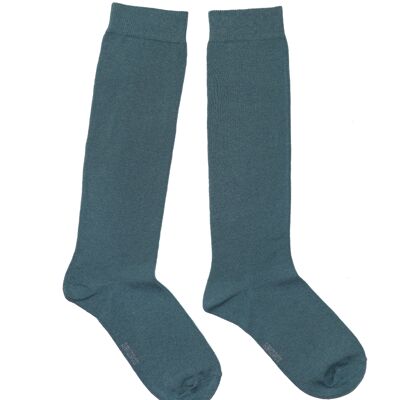 Calzini al ginocchio da donna >>Blu grigiastro<< morbido cotone