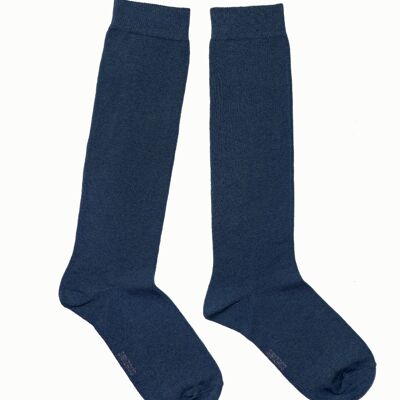 Calzini al ginocchio da donna >>Denim<< morbido cotone