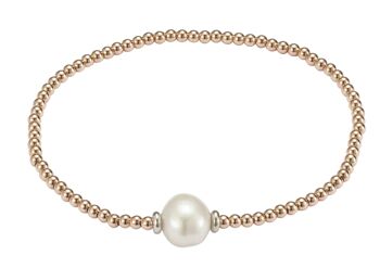 Bracelet boule en argent avec une perle plaquée or rose - blanc baroque d'eau douce 1