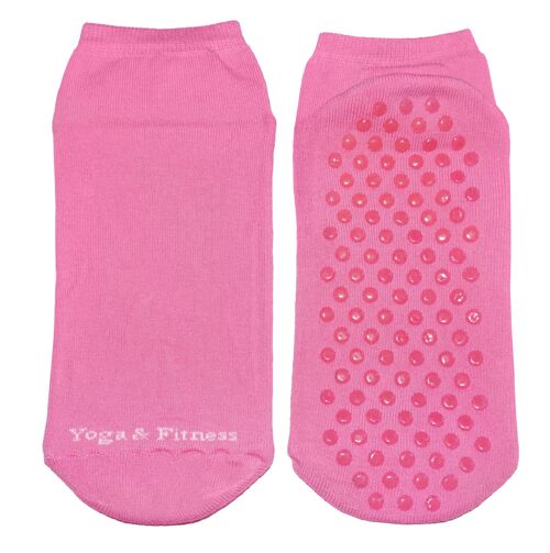 Non-slip Ankle Socks for Women >>Yoga & Fitness<< Pink Rose  soft cotton