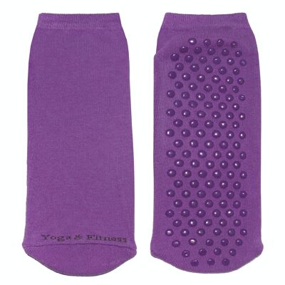 Calcetines Tobilleros Antideslizantes para Mujer >>Yoga & Fitness<< Algodón suave uva