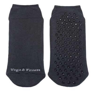 Calcetines Tobilleros Antideslizantes para Mujer >>Yoga & Fitness<< Algodón suave antracita