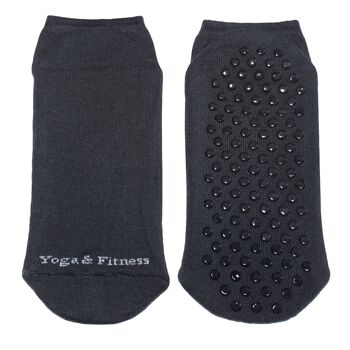 Socquettes antidérapantes pour Femme >>Yoga & Fitness<< Coton doux anthrazit 1