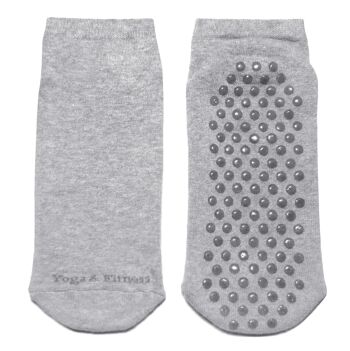Socquettes antidérapantes pour Femme >>Yoga & Fitness<< Coton doux gris chiné 1