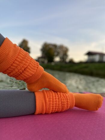 Socquettes antidérapantes pour Femme >>Yoga & Fitness<< Coton doux gris chiné 5