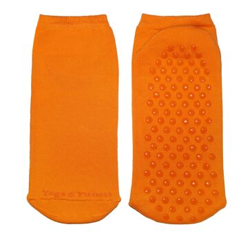 Socquettes antidérapantes pour Femme >>Yoga & Fitness<< Coton doux orange 1