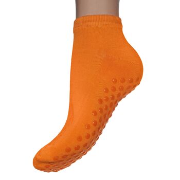Socquettes antidérapantes pour Femme >>Yoga & Fitness<< Coton doux orange 2