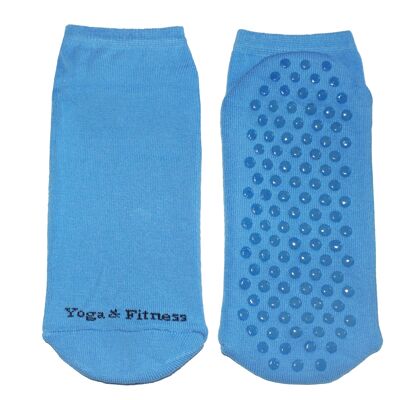 Calzini Antiscivolo da Donna >>Yoga & Fitness<< Morbido cotone azzurro