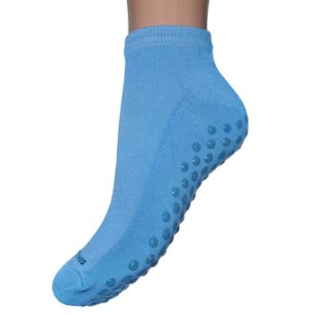 Socquettes antidérapantes pour Femme >>Yoga & Fitness<< Coton doux bleu clair 2