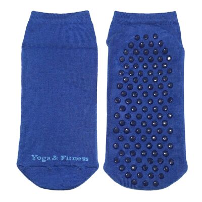 Socquettes Antidérapantes Femme >>Yoga & Fitness<< Coton doux Bleuet