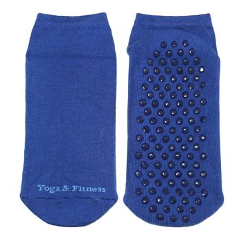 Socquettes Antidérapantes Femme >>Yoga & Fitness<< Coton doux Bleuet 1
