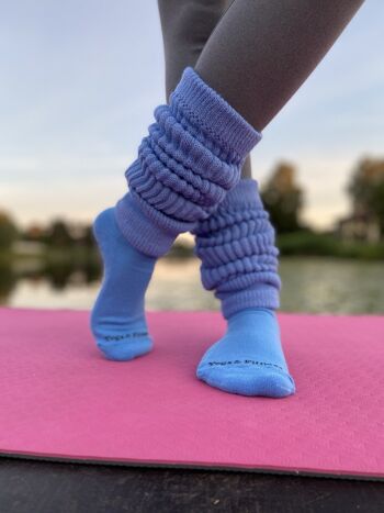 Socquettes Antidérapantes Femme >>Yoga & Fitness<< Coton doux Bleuet 7