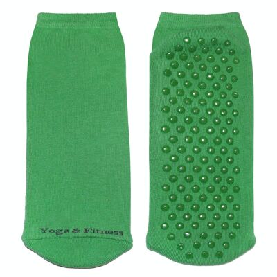 Socquettes antidérapantes pour femmes >>Yoga & Fitness<< Coton doux vert herbe