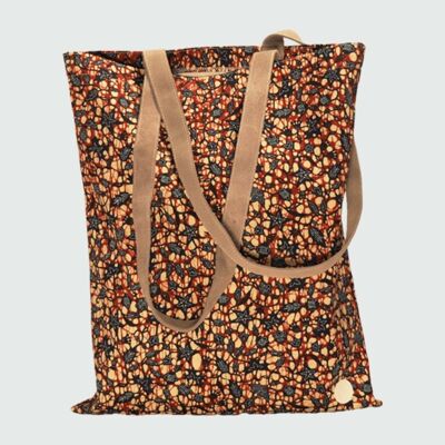 Leather and wax tote bag Kariba bag-Chilli leaves