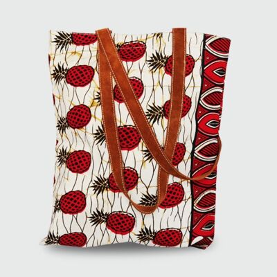 Leather and wax tote bag Sac Kariba-Red Crocodile