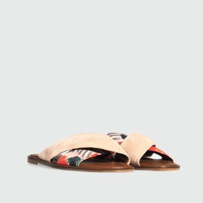 Sandale en daim rose Djerba-pastel