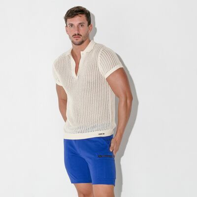 POLO EN MAILLE BLANC CASSÉ