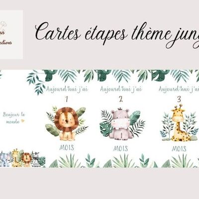 Tarjetas de pasos con el tema de la jungla