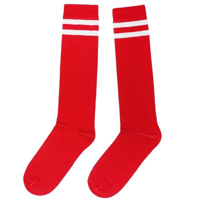 Knee Socks for Women >>Two Stripes: Red and Cream<<