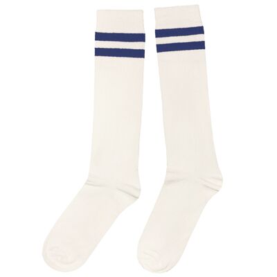 Knee Socks for Women >>Two Stripes: Latte and Navy<<