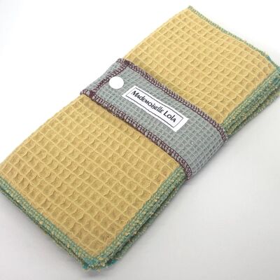 Set of 5 washable paper towels in honeycomb sponge - Zero waste - yellow