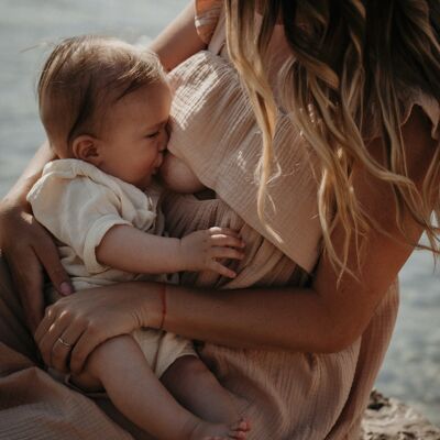 Long nursing dress Summ'her Mama nude color