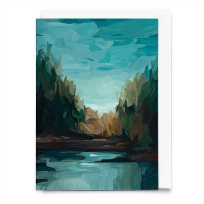 Carte de vœux artistique | Peinture de forêt brumeuse | Point de rosée