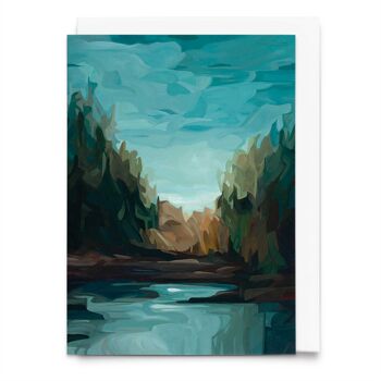 Carte de vœux artistique | Peinture de forêt brumeuse | Point de rosée 1