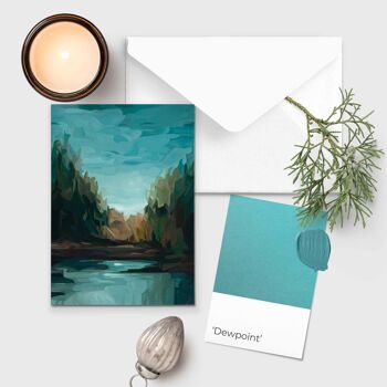 Peinture forêt brumeuse | Carte de voeux d'artiste | Cartes de correspondance 4