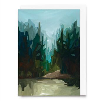 Carte de vœux artistique | Peinture de forêt de pins | Crête des Pins 1