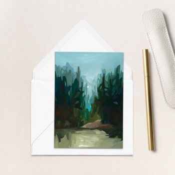 Carte de vœux artistique | Peinture de forêt de pins | Crête des Pins 3