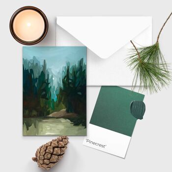 Carte de vœux artistique | Peinture de forêt de pins | Crête des Pins 4