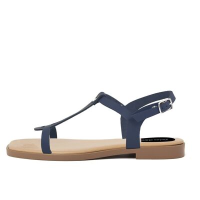 Flat sandals Made in Italy in Blue leather - FAG_23110MQH_BLUE