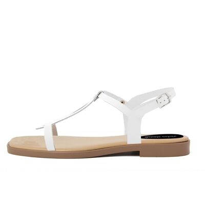 Made in Italy flat sandals in white leather - FAG_23110MQH_BIANCO