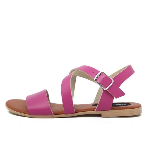 Sandali Flat Made in Italy in pelle colore Fuxia - FAG_23195MC_FUXIA