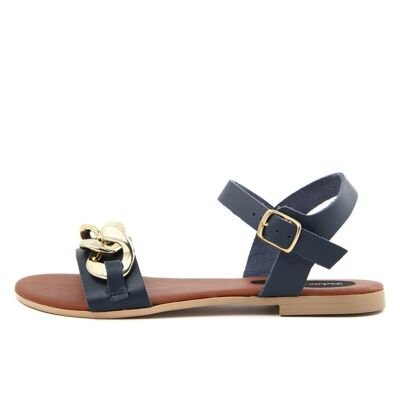 Flat sandals Made in Italy in Blue leather - FAG_23108MCAT_BLUE