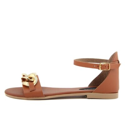 Flat sandals Made in Italy in Tan leather - FAG_23107MCAT_CUOIO