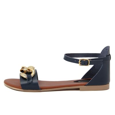 Flat sandals Made in Italy in Blue leather - FAG_23107MCAT_BLUE