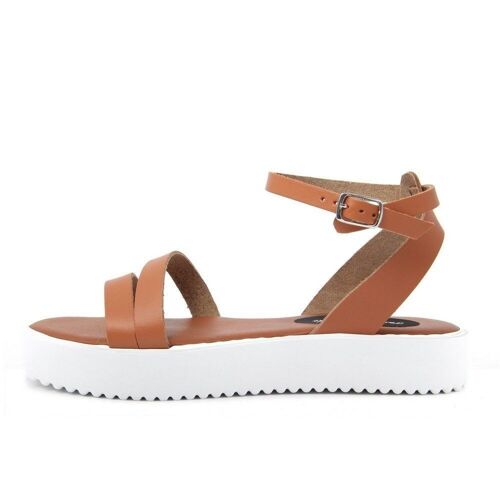 Sandali Platform Made in Italy in pelle colore Marrone - FAG_23177MV_CUOIO