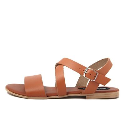 Flat sandals Made in Italy in Tan leather - FAG_23195MC_CUOIO
